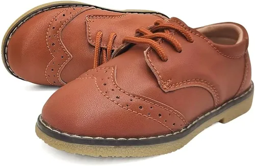 Vista 5 de S. Tedazo Boy's Girl's Classic Lace-Up Dress Shoes School Uniform Oxford Comfort Walking Loafer Flats