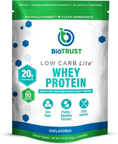 Vista 9 de BioTrust Low Carb Lite Proteína en Polvo - Aislado de Suero, Helado de Chocolate 20g grass-fed whey isolate protein, 100 calories & ProHydrolase