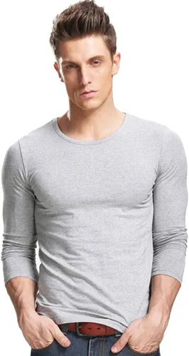 Vista 11 de XUDIAN. Camiseta de manga larga para hombre, cuello redondo