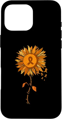 Vista 19 de Funda para iPhone 17 con cinta naranja y girasol de conciencia sobre la leucemia