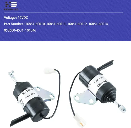 Vista 2 de 16851-60014 Solenoide de apagado de combustible 16851-60010 16851-60011 16851-60012 052600-4531 101046 Reemplazo para pieza de tractor Kubota
