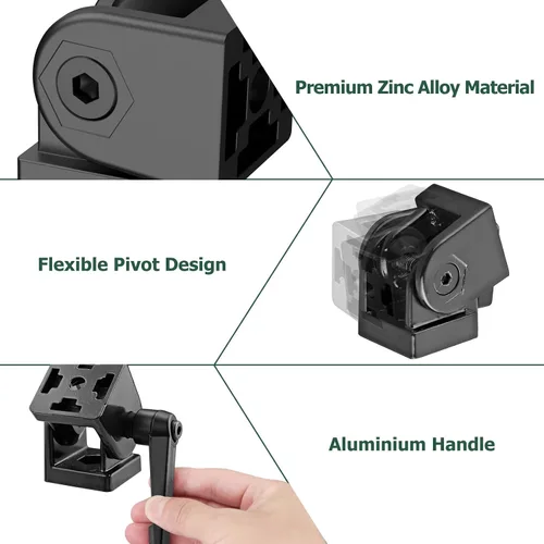 Vista 3 de JiGiU Juego de conectores de perfil de aluminio 3030 de 4 piezas – Conector de tuerca de 8 ángulos con abrazadera de palanca – Junta de marco