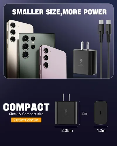 Vista 5 de 2026 Nuevo cargador súper rápido de 45 W USB tipo C, cargador de teléfono Android, carga rápida, compatible con Samsung Galaxy S26/S26