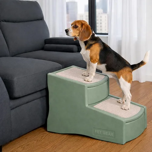 Vista 11 de Pet Gear Easy Step II - Escaleras para mascotas, grano de café, 2 escalones Para gatos/perros de hasta 150 libras, portátil, extraíble, lavable