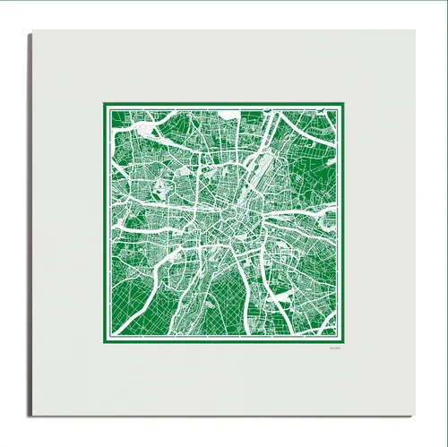 Vista 157 de O3 Design Studio Mapa de corte de papel de París, color negro mate, 20 x 20 pulgadas, arte en papel