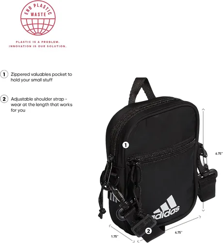 Vista 2 de adidas Bolsa cruzada imprescindible para festivales Negro - Bolso bandolera imprescindible para festivales