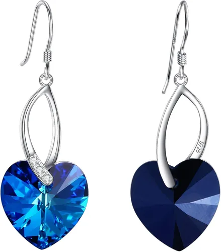 Vista 3 de EleQueen 925 Sterling Silver CZ Hoop Dangle Earrings for Women, Austrian Crystals Jewelry Gift