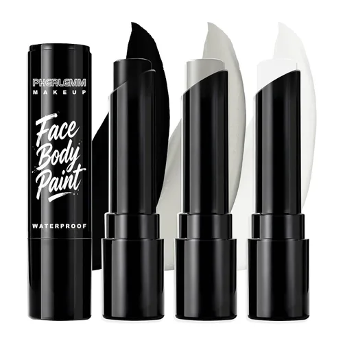 Vista 8 de Palos de pintura facial blanca y negra, pintura corporal a base de Negro blanco