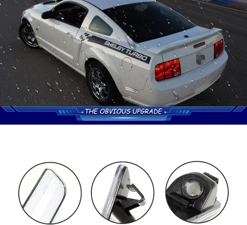 Vista 2 de JDMTECH para Ford Mustang 2005 2006 2007 2008 2009 Lente transparente Carcasas de luz de marcador lateral trasero