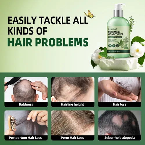 Vista 5 de Acondicionador de romero para el crecimiento del cabello: acondicionador hidratante espesante para hombres y mujeres con aceite de árbol de té