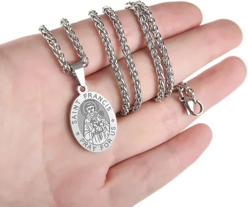 Vista 134 de P. BLAKE Collar ovalado de San Cristóbal, Miguel, José, Jude/Virgen María/José/Francisco/Patrick/Anthony/Benedict/Thomas para hombres y mujeres