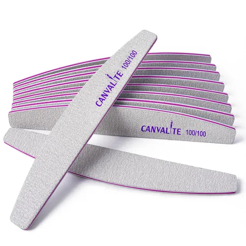 Vista 8 de Canvalite 10 limas de uñas profesionales reutilizables de doble cara (grano 100/180), herramientas de peinado de uñas para uso doméstico y de salón
