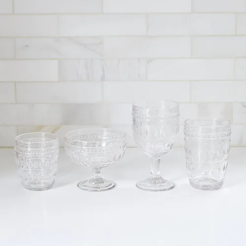 Vista 5 de Euro Ceramica Fez Collection - Juego de 4 vasos y cristalería, 14 onzas, diseño de mandala, transparente