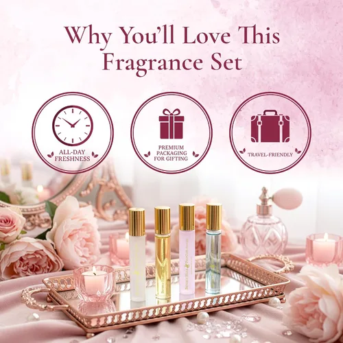 Vista 2 de Beverly Hills Polo Club Set de regalo de perfume para mujer, edición limitada, 4 piezas, colección de 0.3 fl oz con tapa magnética, Celestial