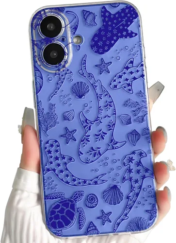 Vista 12 de NITITOP Funda para iPhone 13 Clear Sea Animal - Pez negro Pescado Negro