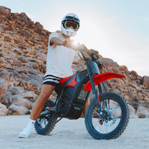Vista 9 de Yozma IN10 Moto eléctrica todo terreno, velocidad máxima de 40 MPH, rango máximo de 53 millas Bicicleta eléctrica Fire Red