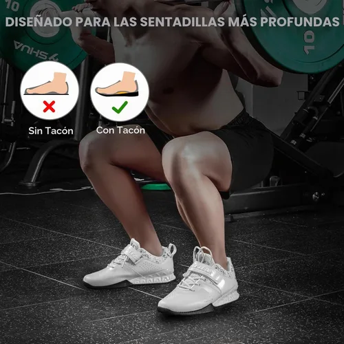 Vista 3 de MANUEKLEAR Professional Training Squat Shoes Blanco brillante