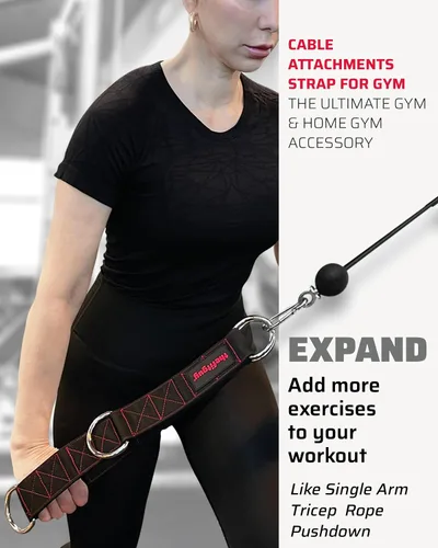 Vista 2 de THEFITGUY - Correa de extensión de cable para accesorios de máquina de cable, gimnasio (individual) Multifunctional heady-duty strap with 5 length