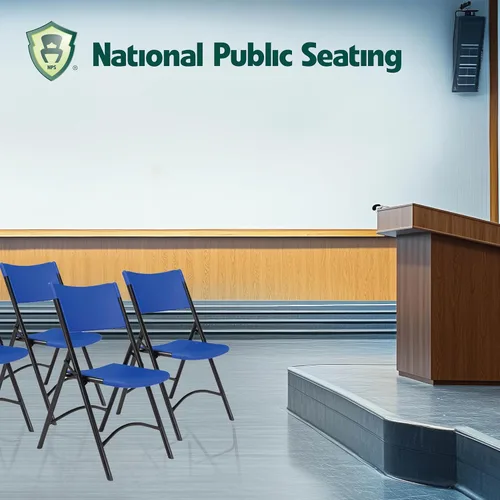 Vista 4 de National Public Seating - silla plegable liviana moldeada, 4 unidades, Azul/Negro, 4