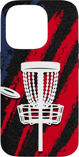Vista 17 de iPhone 16 Disc golf american flag USA disc golfer dad Case