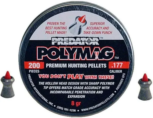 Vista 3 de Predator Polymag .177 Cal, 8.0 granos, puntiagudo, 200 unidades para pistolas de aire y pistolas de aire