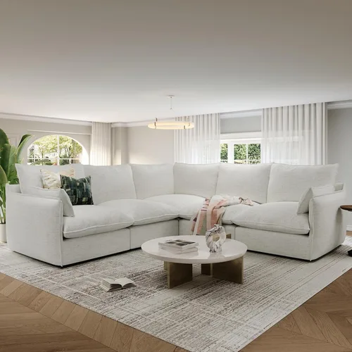 Vista 14 de Sofás modulares de 69.2 pulgadas para sala de estar, respaldo alto impermeable, sofá modular con relleno de plumón, sofá biplaza convertible