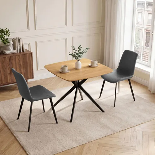 Vista 7 de HIPIHOM Oak Dining Table for Small Spaces, Solid Wood Kitchen Table for 2-4