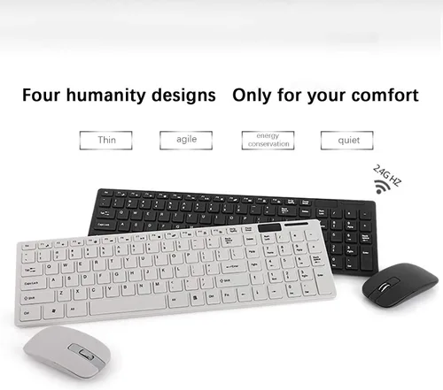 Vista 7 de Combo de teclado y mouse sin cables, teclado silencioso y silencioso, portátil, máquina de escribir, teclados sin cables, mouse, combo de accesorios