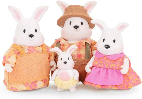 Vista 2 de Li'l Woodzeez Hoppingoods Rabbit Family - Juego de 4 figuras coleccionables de conejo posables con libro de cuentos - Figuras de muñeca de juego