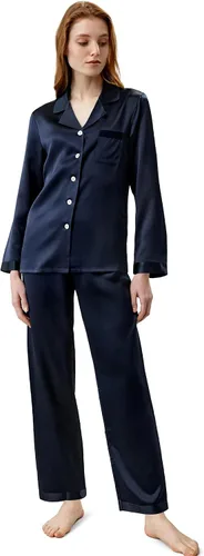 Vista 15 de LilySilk - Conjunto de pijama de seda para mujer, cómoda, de dos piezas, de manga larga, Seda de morera auténtica de 16 momme Verde aguacate