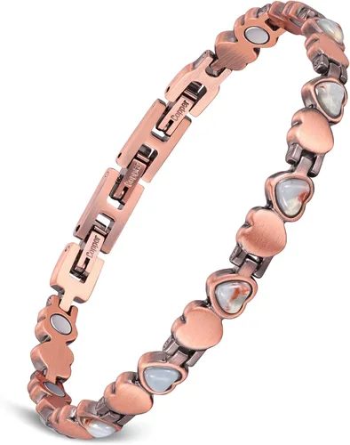 Vista 17 de Feraco Pulseras de Cobre Puro para Mujeres, Pulsera Magnética de Ultra Fuerza con Imanes de 3800 Gauss y Turquesa Natural y Piedras, Ajustable