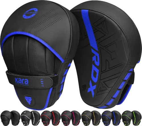 Vista 14 de RDX Almohadillas de boxeo Curvadas Focus Mits, Maya Hide Leather Kara Hook and jab Training Pads, correa ajustable ventilada, MMA Muay Thai Negro