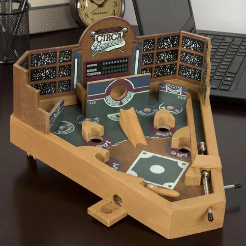 Vista 2 de Juegos de Pinball de Béisbol de Mesa - Juguete de Arcade Retro de Deportes Clásicos en Miniatura de Madera para Coleccionistas Adultos y Niños