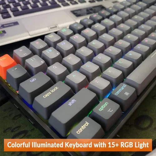 Vista 6 de Keychron K2 - Teclado mecánico inalámbrico Bluetooth RGB con interruptor Gateron G Pro azulantifantasmaN-Key Rollover teclado compacto de 84 teclas