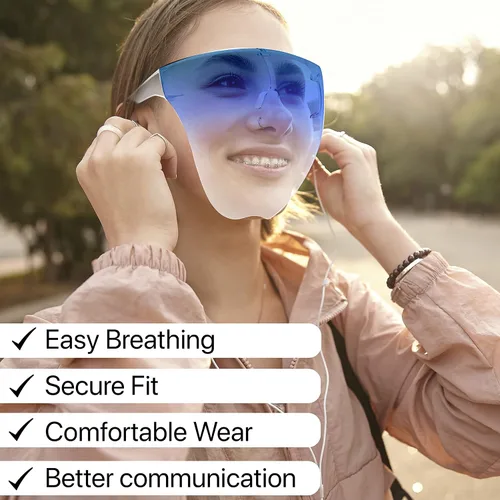 Vista 8 de Escudo facial completo anti niebla con gafas - ver a través de la máscara transparente