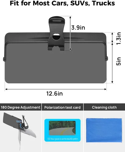Vista 7 de JOYTUTUS Extensor de visera solar para automóvil, visera solar polarizada antirreflejos universal fácil de instalar, extensión de visera UV400
