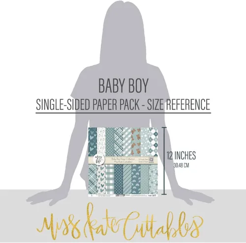 Vista 3 de Miss Kate Cuttables Paquete de papel de patrón – Bebé niño – Fiesta de revelación de género recién nacido álbum de recortes de papel especial
