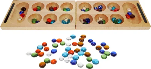 Vista 3 de WE Games Juego de mesa plegable de madera maciza Mancala - 18 pulgadas, juegos divertidos para la noche de juegos familiares, juegos familiares