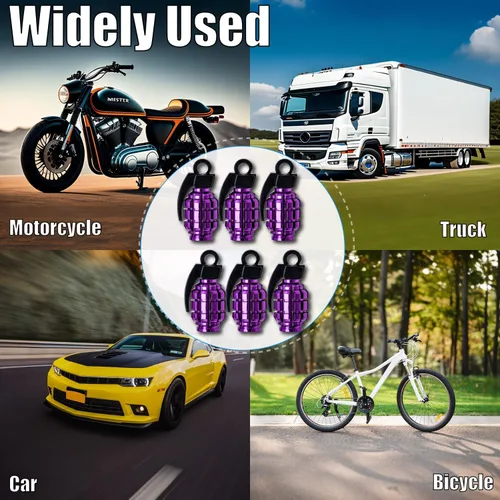 Vista 183 de 4 tapas de válvula de neumático de granada cromada, tapas de válvula de neumático de acero inoxidable para automóviles, camiones, SUV, motocicletas