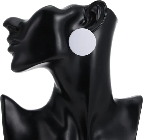 Vista 2 de Aretes de botón, aretes redondos grandes de acrílico para mujeres y niñas