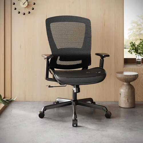 Vista 2 de ELABEST Silla de oficina de malla, silla de escritorio ergonómica para computadora, silla de tarea resistente - Soporte lumbar y reposabrazos