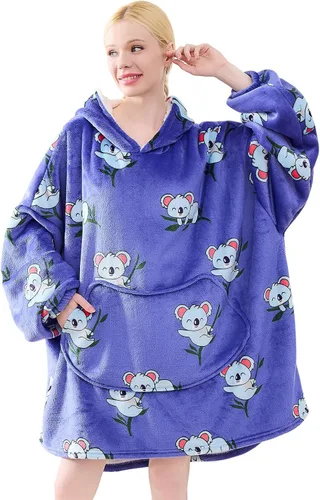 Vista 10 de Moinlizy - Sudadera con capucha tipo manta extragrande, portátil con capucha y bolsillo, de grueso sherpa, para mujeres y hombres adultos