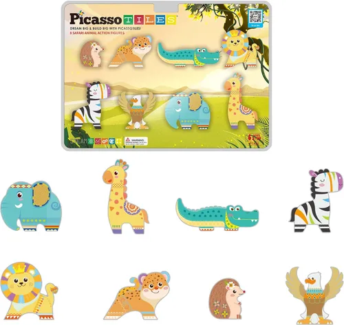 Vista 13 de PicassoTiles 8 figuras magnéticas de animales de granja, complemento de 8 Animales de granja