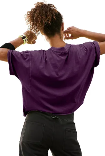 Vista 2 de Camisetas cortas de manga corta para mujer, de algodón, básicas, casuales, atléticas, para yoga, correr, para verano
