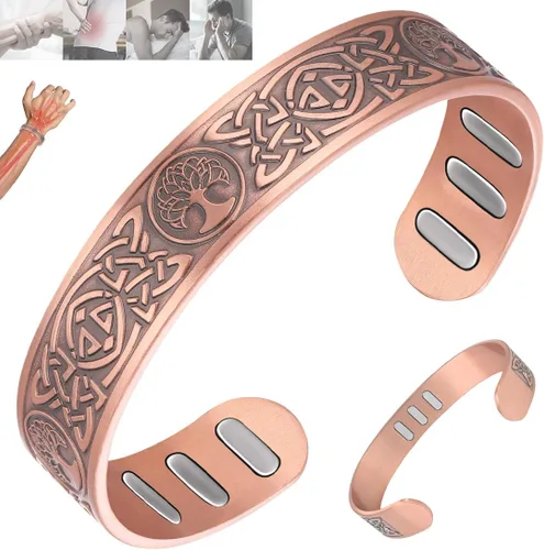 Vista 18 de Vicmag Pulsera de Cobre para Hombres Pulsera Magnética de Fuerza 9X para Hombres 99% Cobre Puro con Imanes de 5000 Gauss, Caja de Presentación