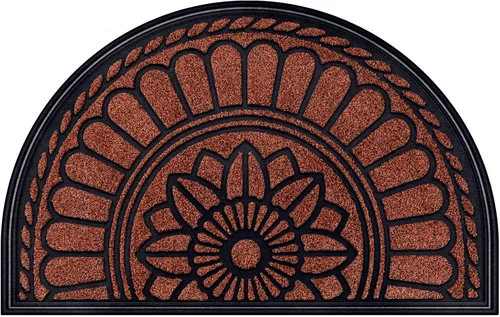 Vista 15 de Alfombra para Puerta Frontal Interior Exterior, Alfombra de Entrada Semicircular, Alfombra de Puerta de Goma Antideslizante Resistente de Medio