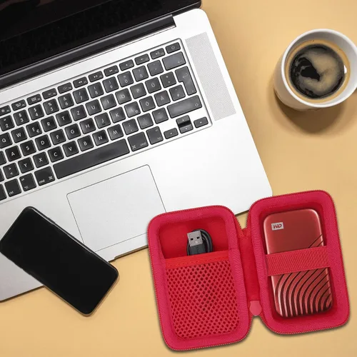Vista 6 de Aenllosi Carcasa rígida para disco duro externo Western Digital My Passport, color rojo