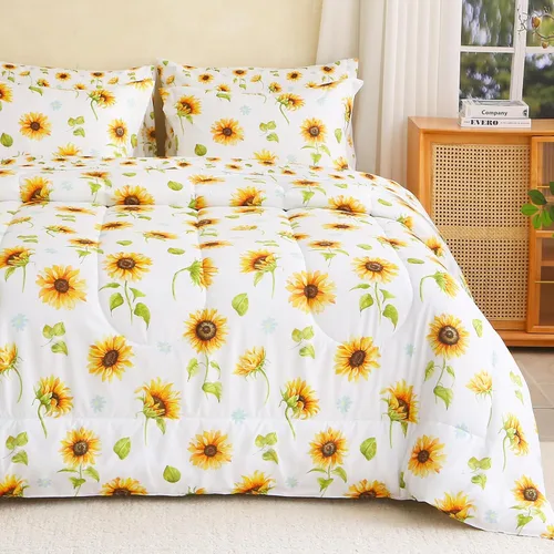 Vista 14 de lasoftan Juego de edredón floral Queen con sábanas, ropa de cama vintage de lujo de 7 piezas, ropa de cama de microfibra suave en una bolsa, juego