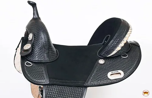Vista 2 de HILASON Western Horse Trail Barrel Racing American Leather Saddle Treeless for Horses Negro