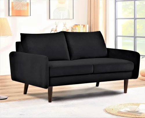 Vista 7 de Container Furniture Direct Kent Sofá biplaza de terciopelo para salas de estar modernas y espacios compactos, cómodo sofá de 2 plazas, muebles
